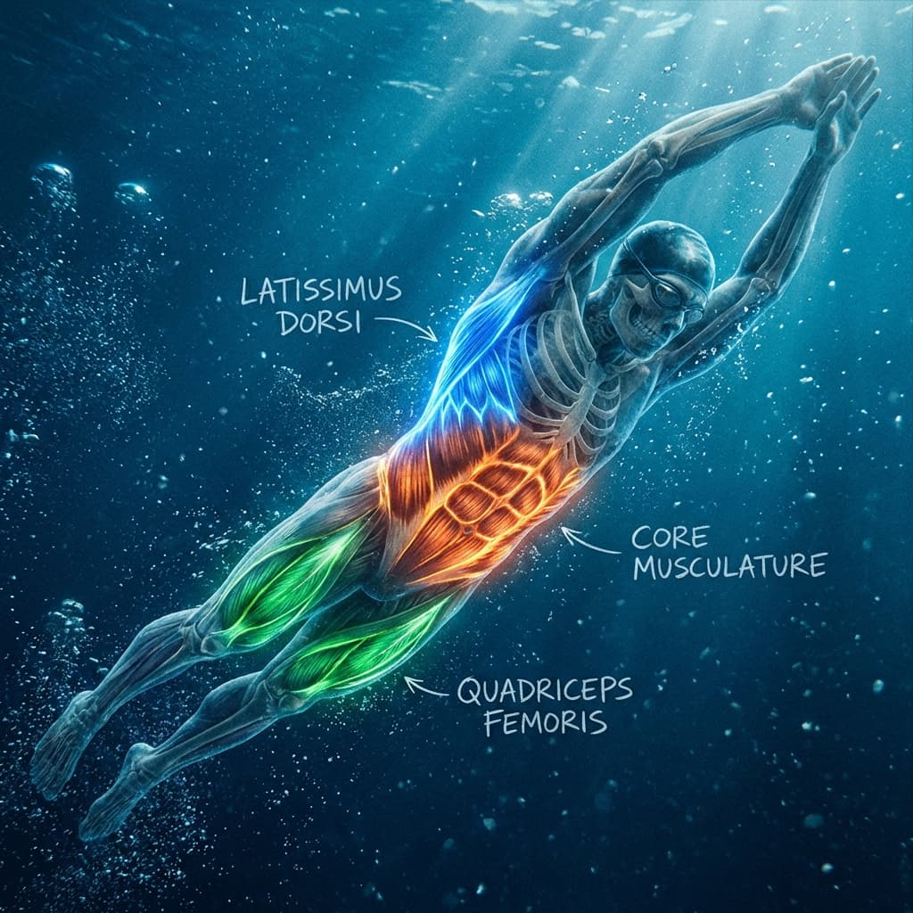 Swimming Anatomy: Efficient Muscle Usage by Stroke